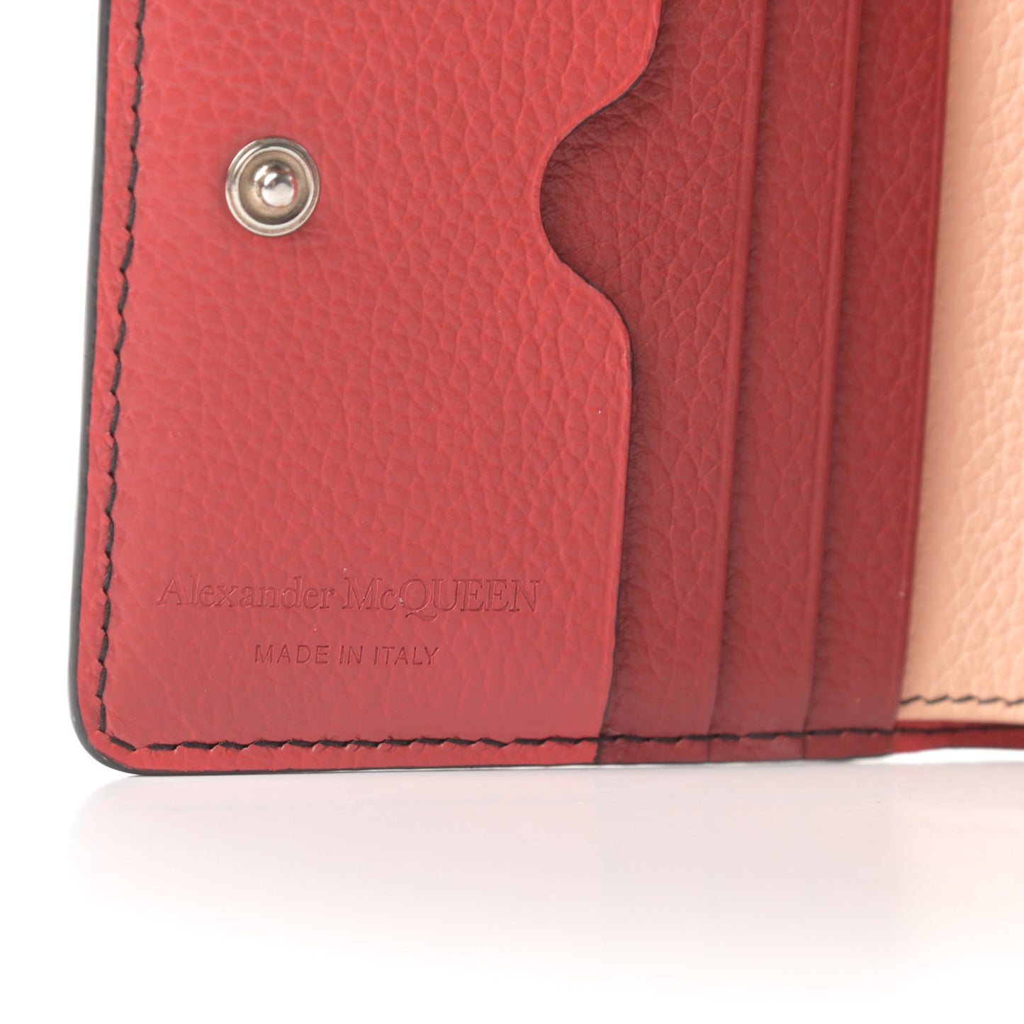 Calfskin Skull Short Flap Wallet Pink