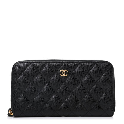 Chanel Caviar Quilted Large Gusset Zip Around Wallet Black 1 of 10