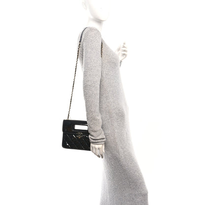 Chanel Patent Quilted Mini Graphic Catch Flap Black 2 of 10