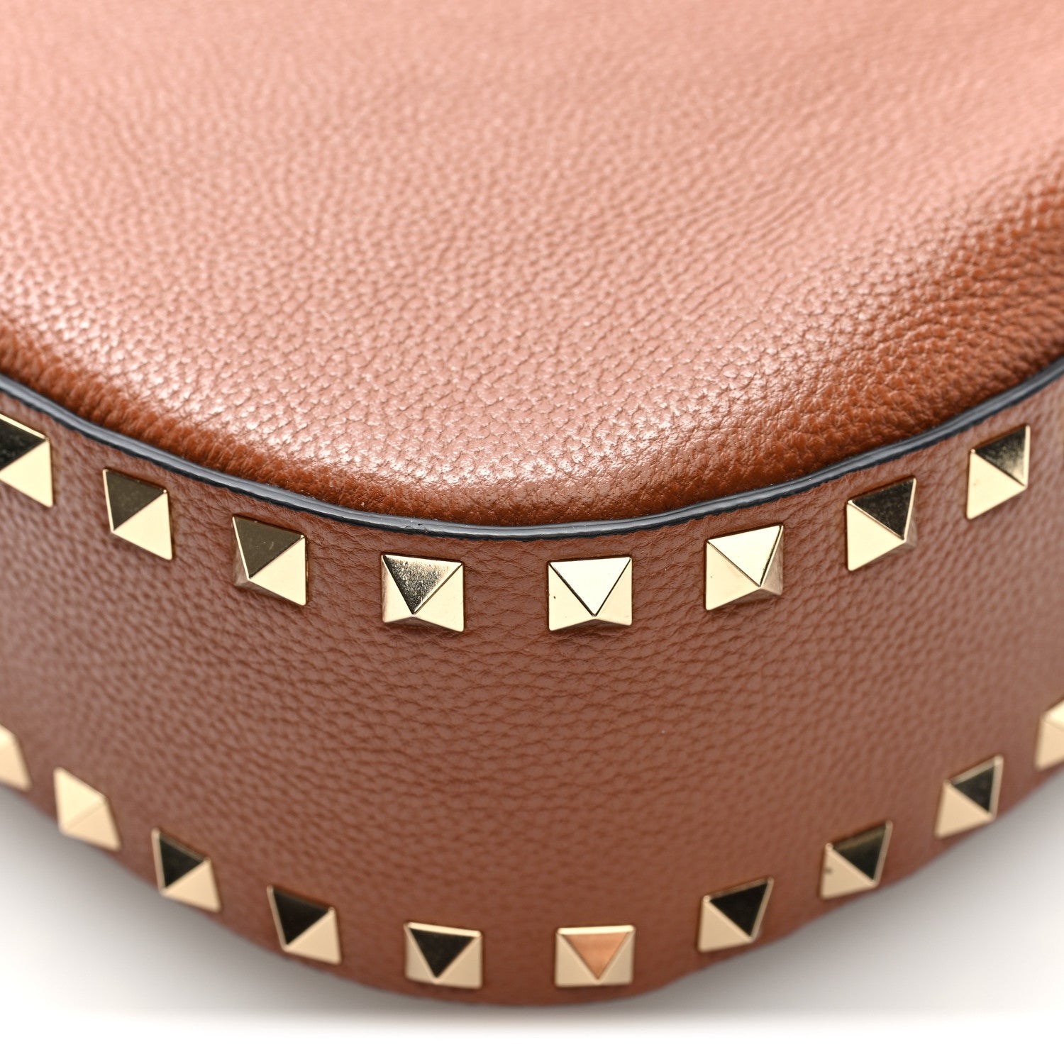 Valentino Garavani Grained Calfskin Rockstud Hobo Bag Tan 16 of 17