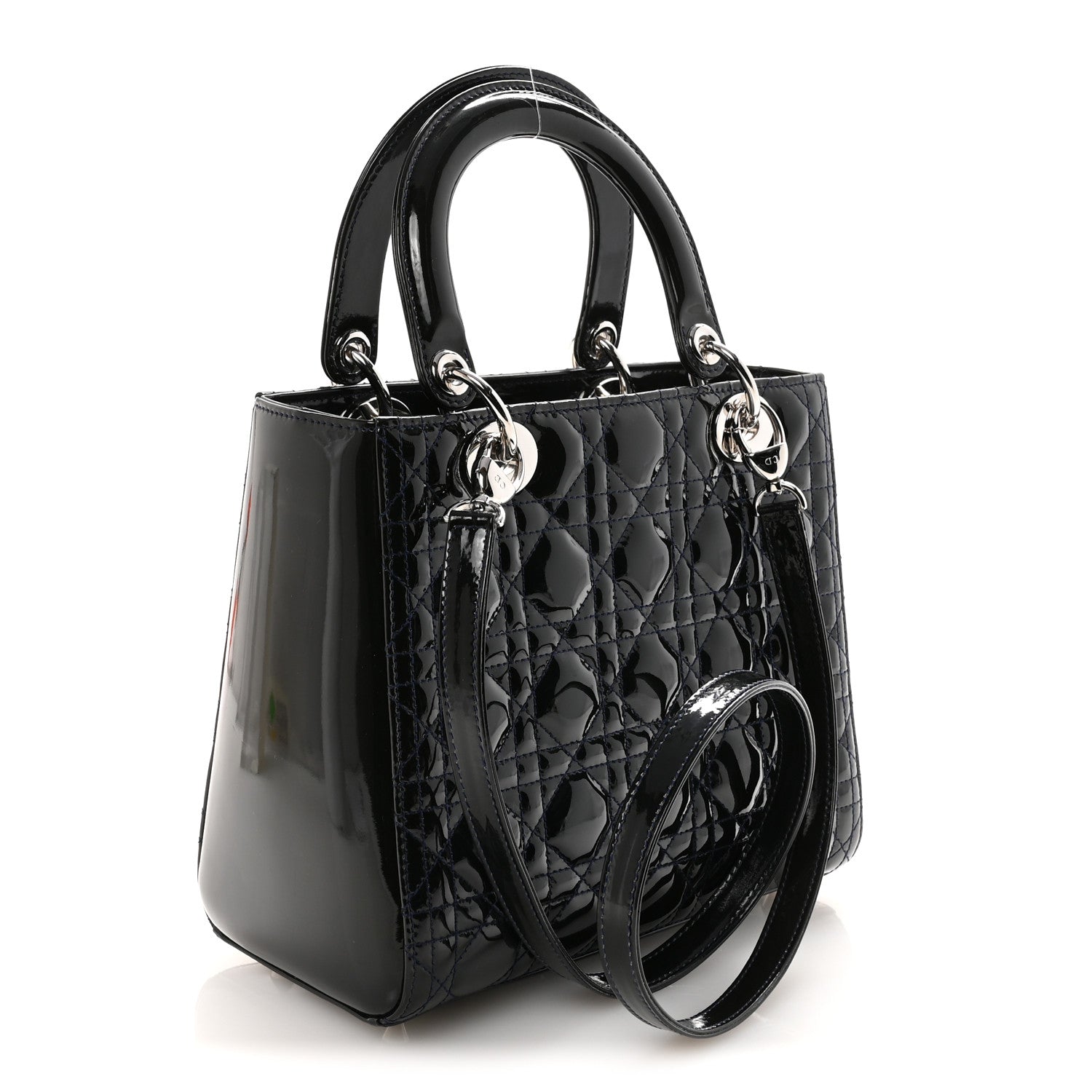 Christian Dior Patent Cannage Medium Lady Dior Navy Blue 3 of 9