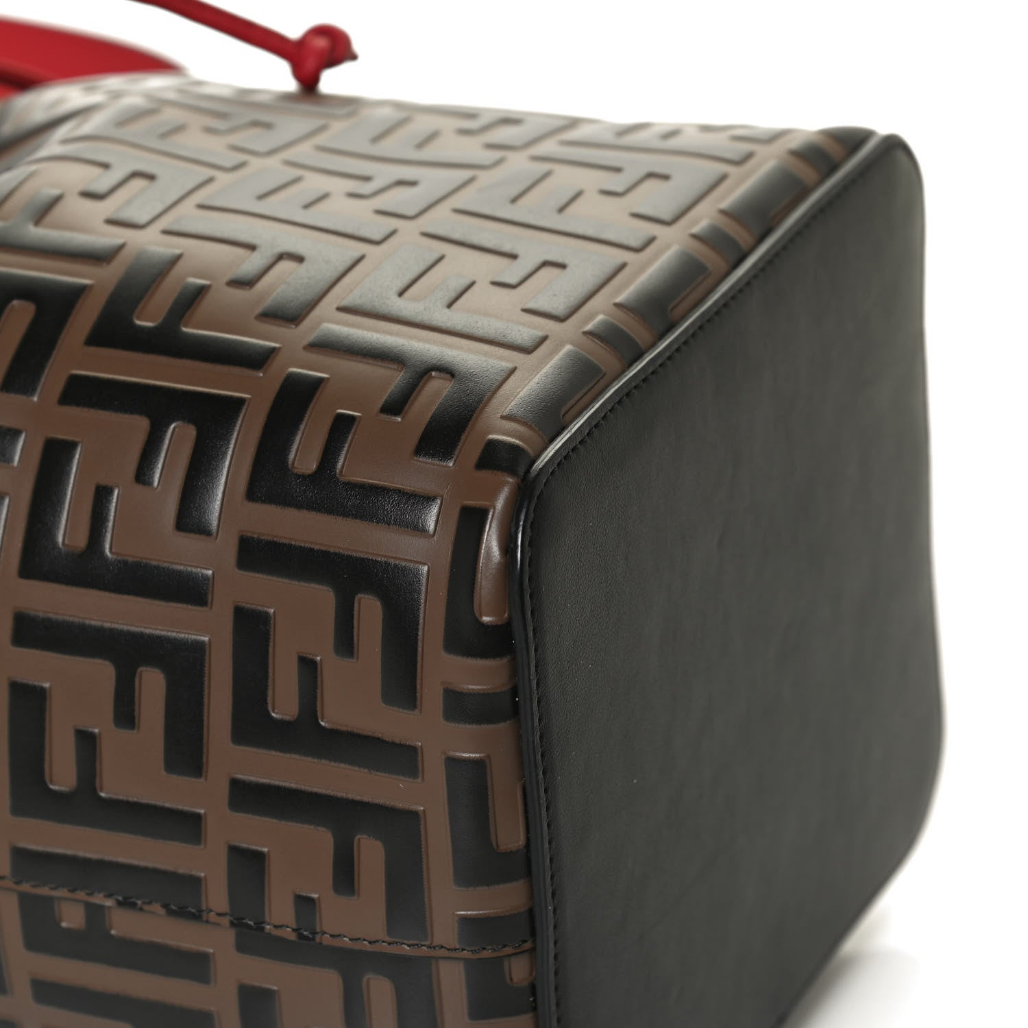 Fendi Vitello Grace F is Fendi Bi-Color FF 1974 Embossed Grande Mon Tresor Bucket Bag Maya Black Fragola 13 of 14