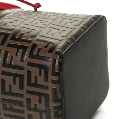 Fendi Vitello Grace F is Fendi Bi-Color FF 1974 Embossed Grande Mon Tresor Bucket Bag Maya Black Fragola 13 of 14