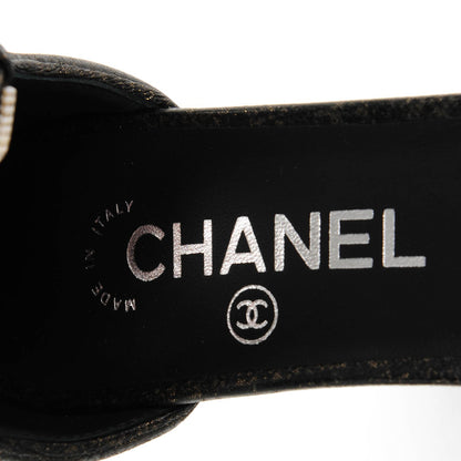 Chanel Lambskin Quilted Fantasy Wedge Sandals 36.5 Black Gold 8 of 8