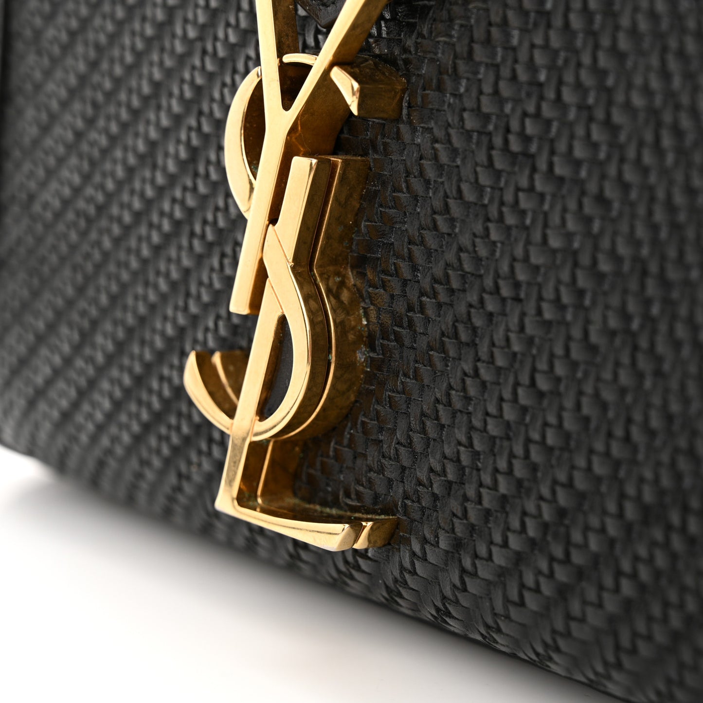 Calfksin Woven Mini Classic Monogram Cassandra Top Handle Black