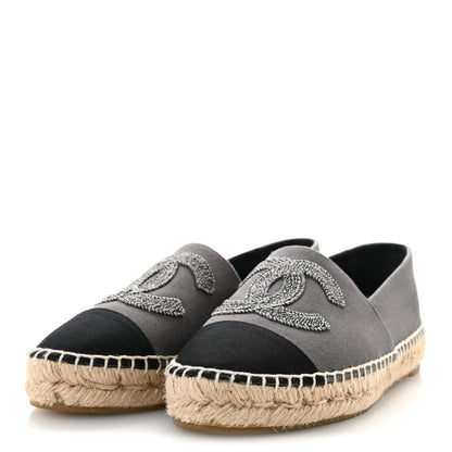 Chanel Canvas Grosgrain CC Espadrilles 36 Grey Black 4 of 10