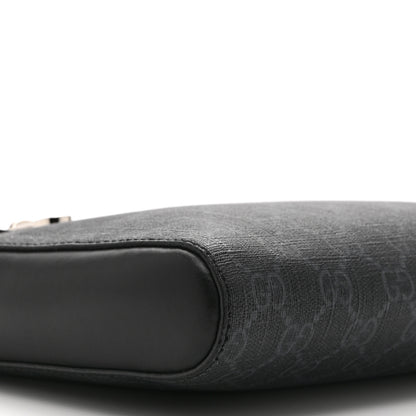 Gucci GG Supreme Monogram Web Small Flat Messenger Bag Black Grey 9 of 10