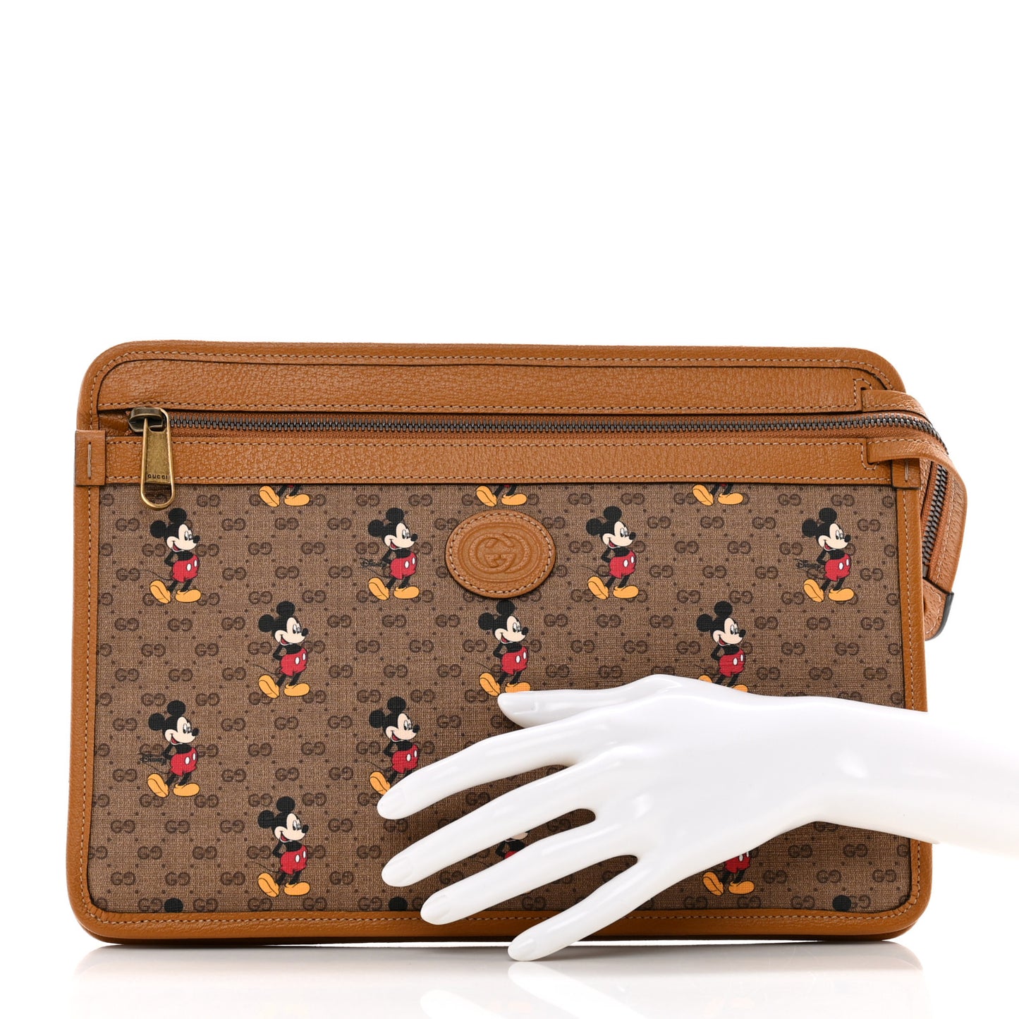 X DISNEY Mini Vintage GG Supreme Monogram Mickey Mouse Documents Holder Beige Vintage Sun Oil