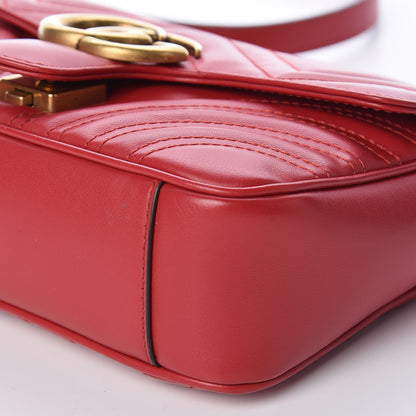 Gucci Calfskin Matelasse Mini GG Marmont Shoulder Bag Hibiscus Red 9 of 10