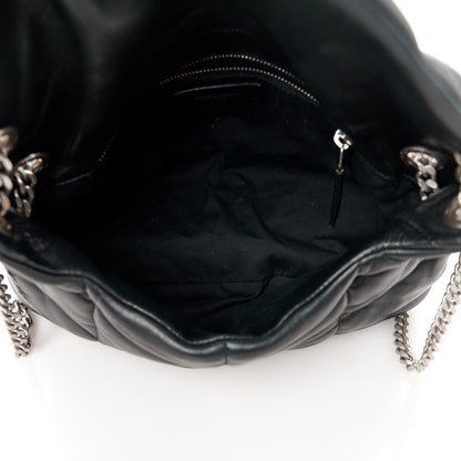 Saint Laurent Lambskin Quilted Small Loulou Puffer Monogram Chain Satchel Black 5 of 11