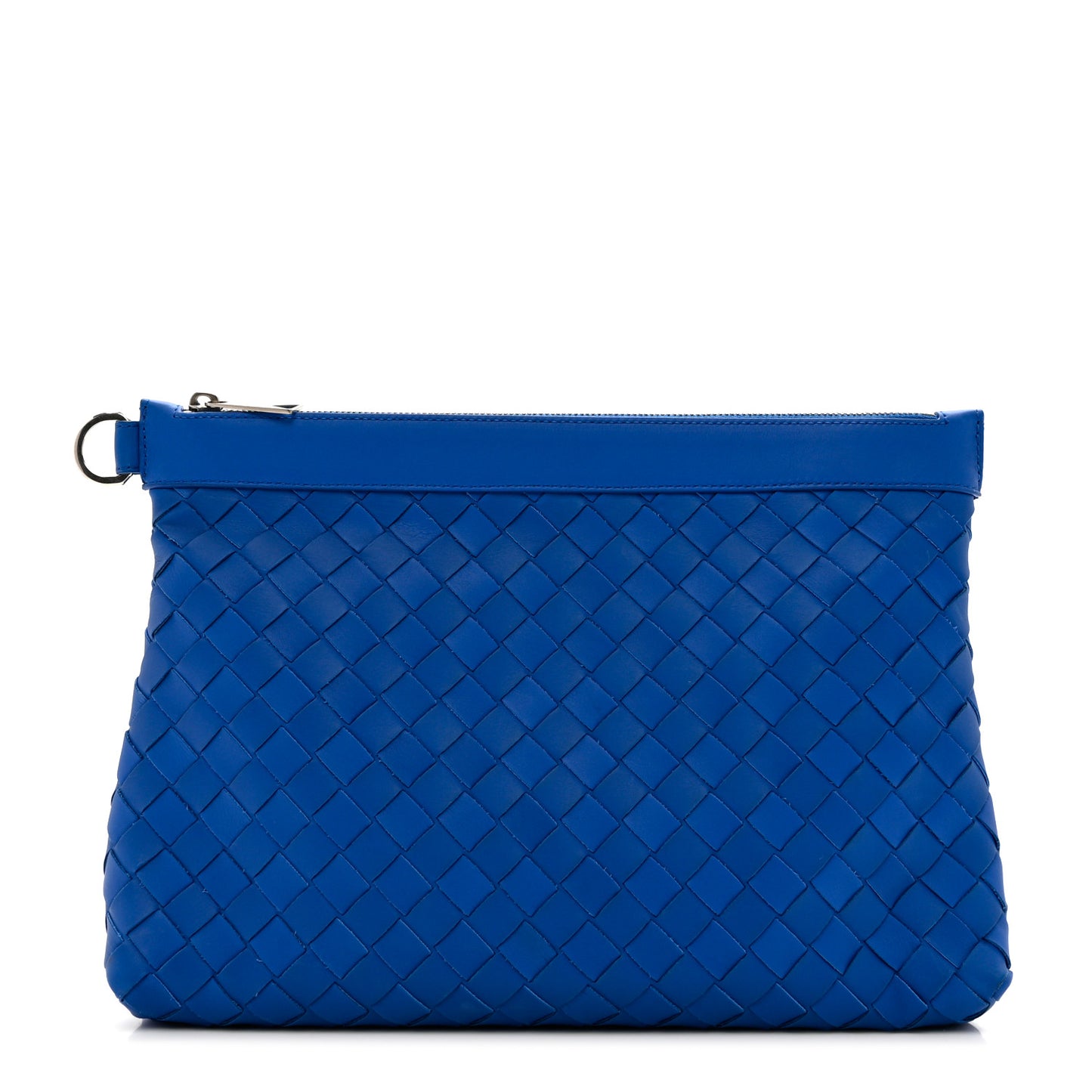 Nappa Intrecciato Flat Zip Pouch Blue
