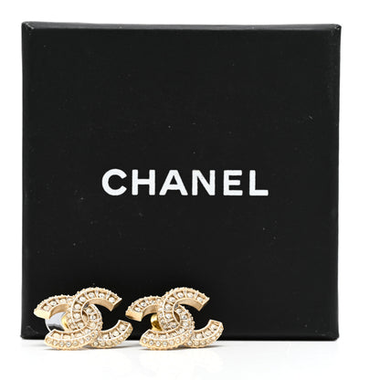 Chanel Crystal Timeless CC Earrings Light Gold 5 of 5