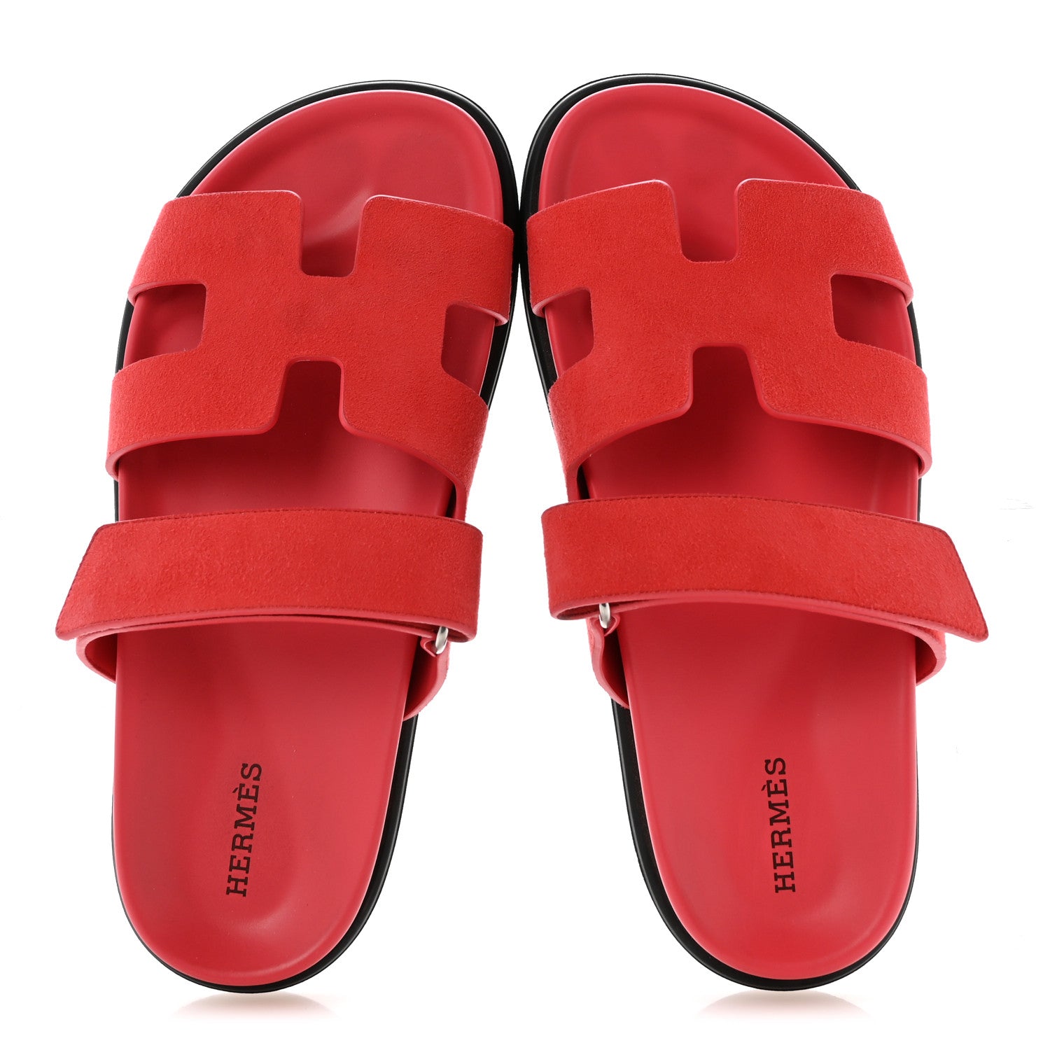 Hermes Suede Goatskin Womens Chypre Sandals 37 Rose Vermillon 2 of 11