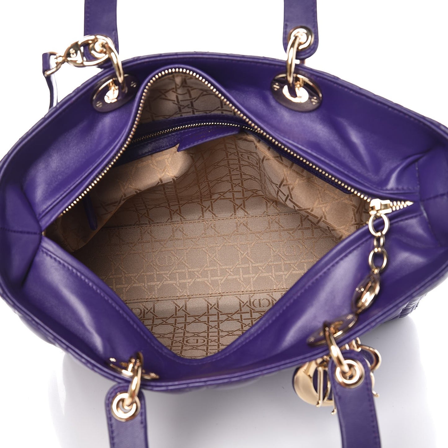 Lambskin Cannage Large Lady Dior Purple
