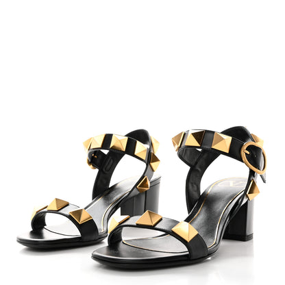 Valentino Garavani Calfskin Roman Stud 60mm Sandals 37.5 Black 3 of 9
