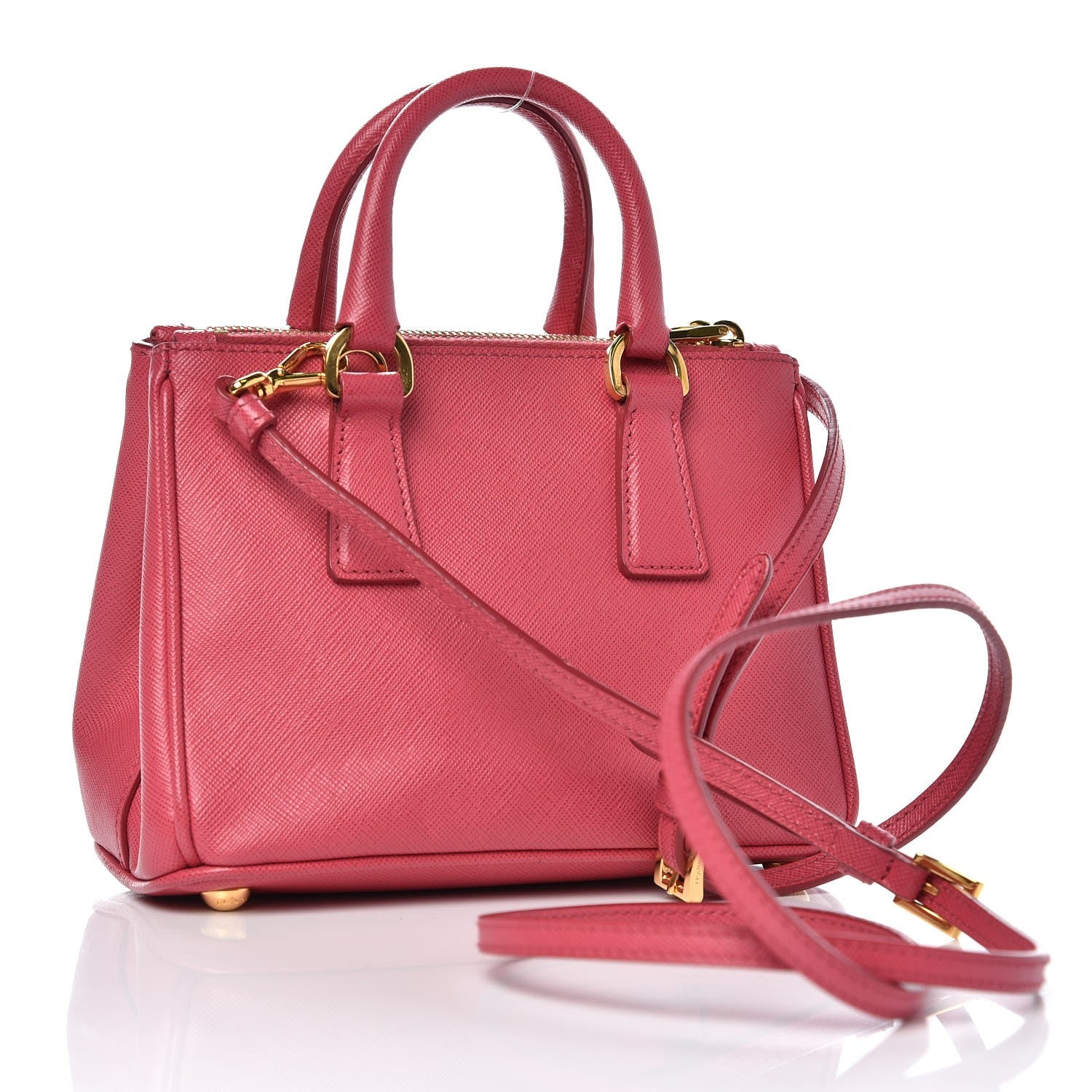 Prada Saffiano Mini Galleria Double Zip Tote Peonia 3 of 8