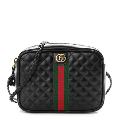 Gucci Calfskin Trapuntata Web Mini GG Shoulder Bag Black 1 of 11