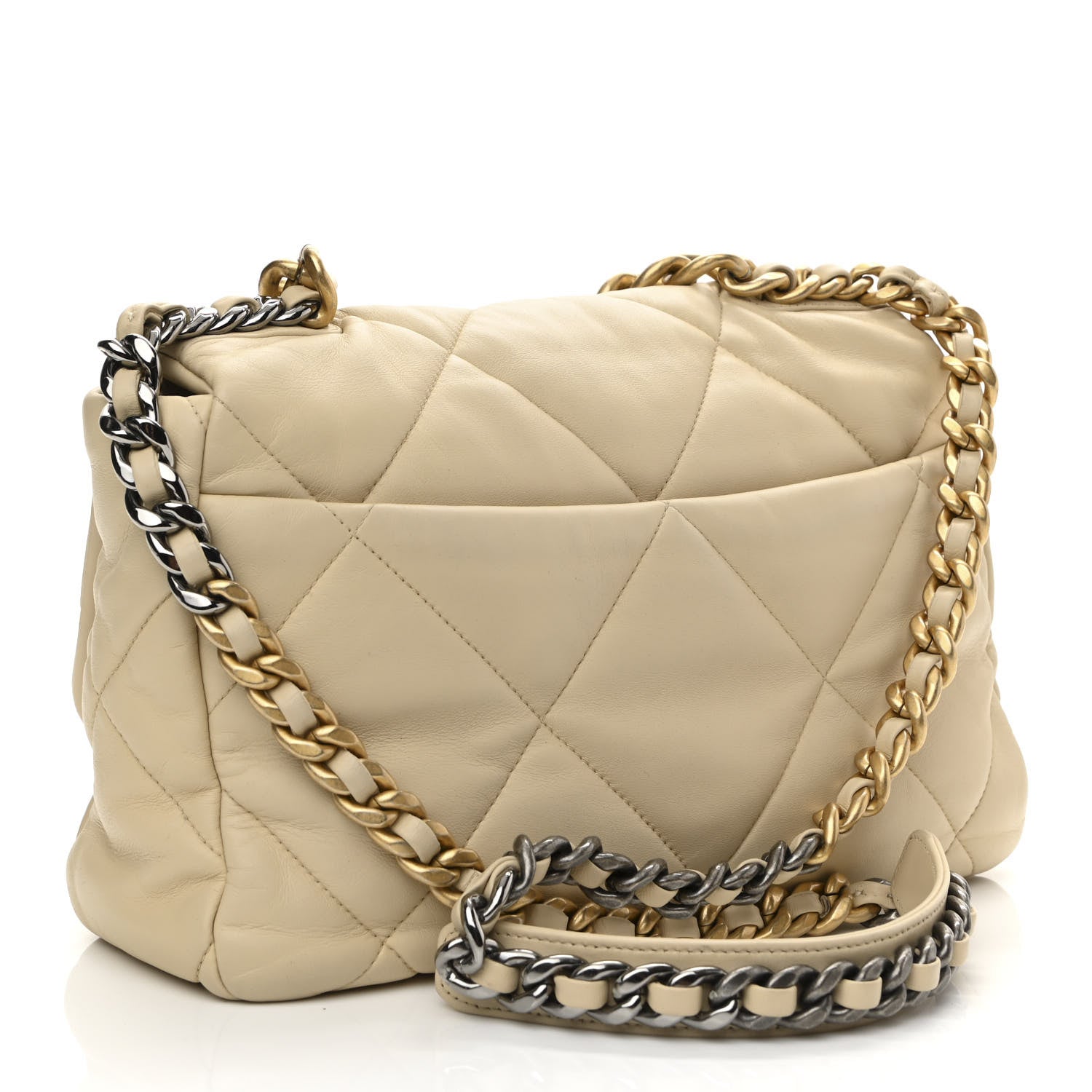 Chanel Lambskin Quilted Large Chanel 19 Flap Beige 3 of 11