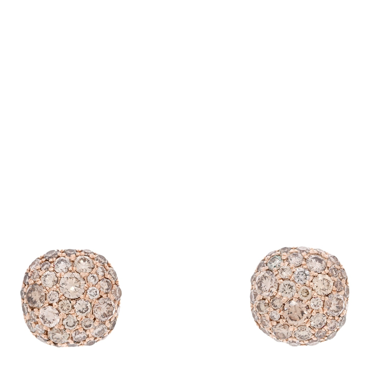 18K Rose Gold Cognac Diamond 8mm Cushion Stud Earrings