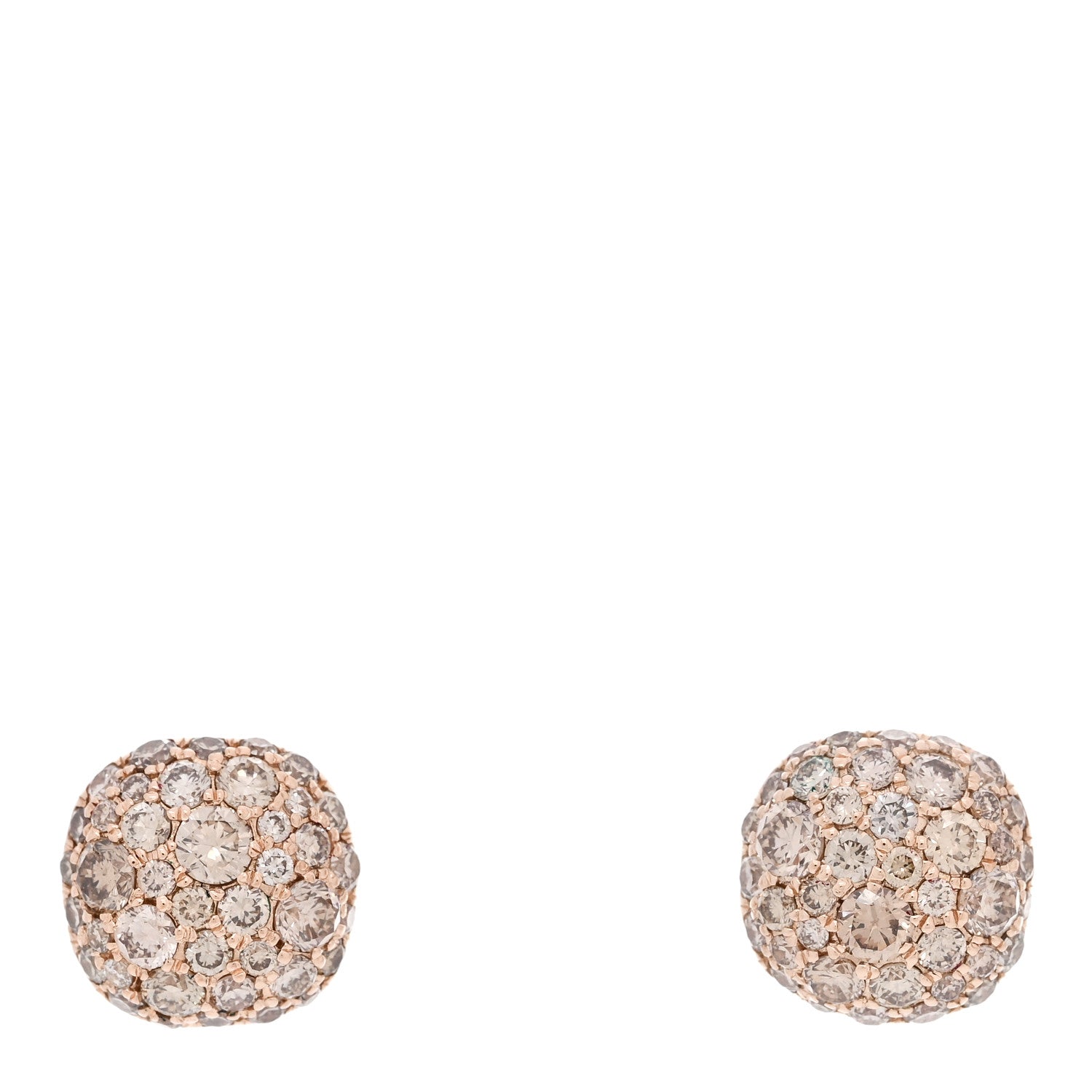 David Yurman 18K Rose Gold Cognac Diamond 8mm Cushion Stud Earrings 1 of 4