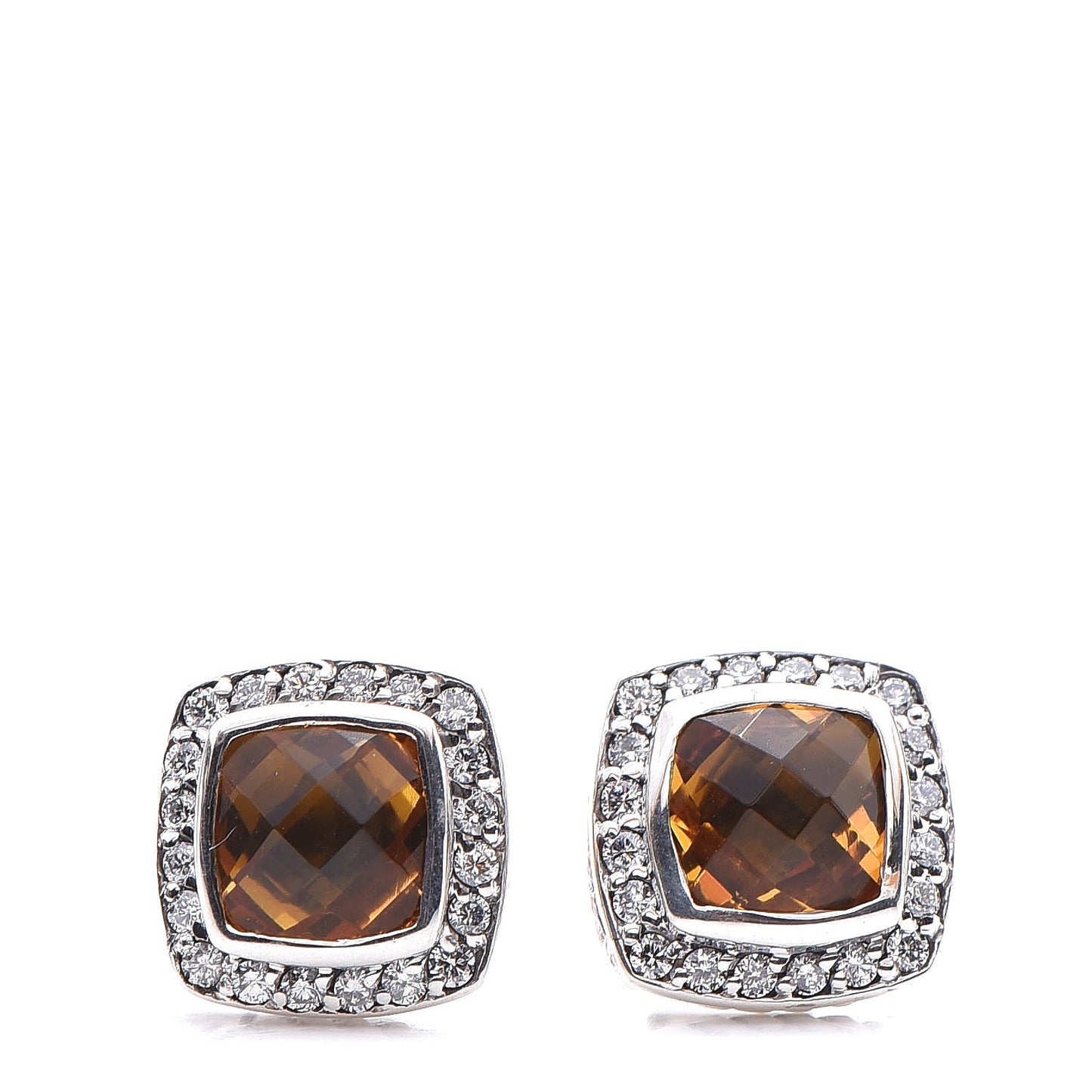 Sterling Silver Diamond Citrine 5mm Petite Albion Earrings