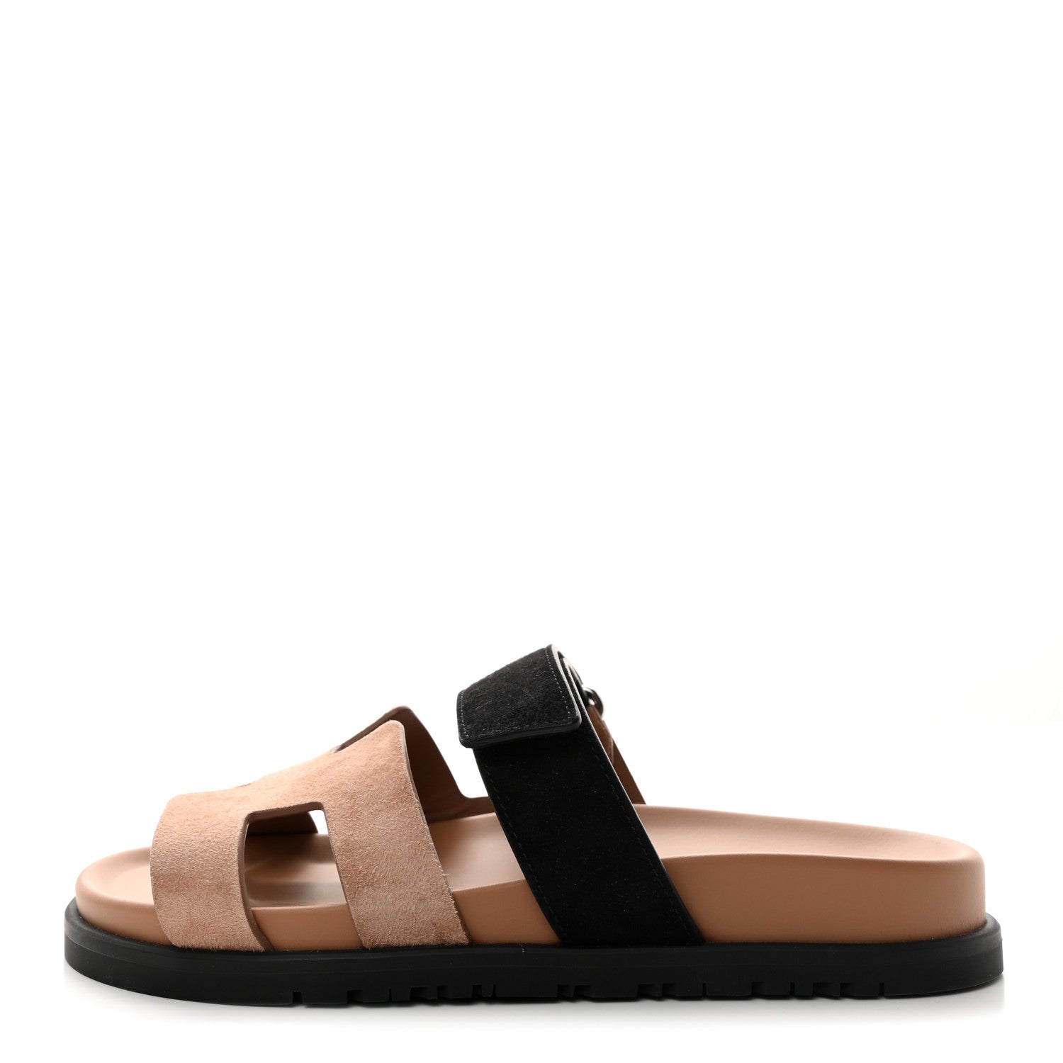 Hermes Suede Goatskin Womens Chypre Sandals 36 Rose Perle Black 1 of 8