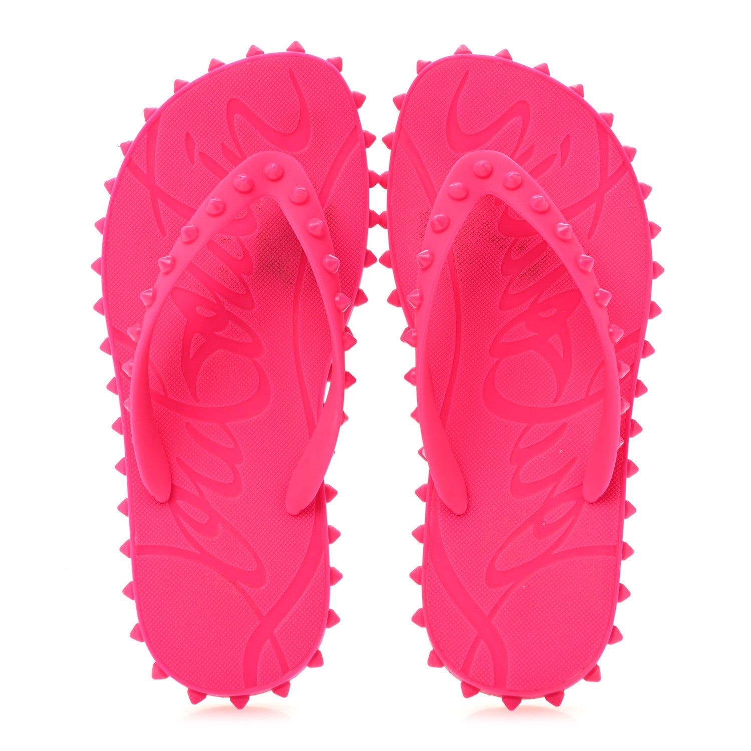 Christian Louboutin Rubber Spike Loubi Donna Flip Flop 37 Pink 2 of 8