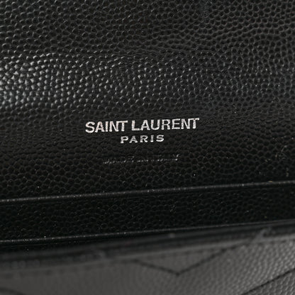 Saint Laurent Grain De Poudre Matelasse Chevron Small Monogram Envelope Wallet Black 6 of 6