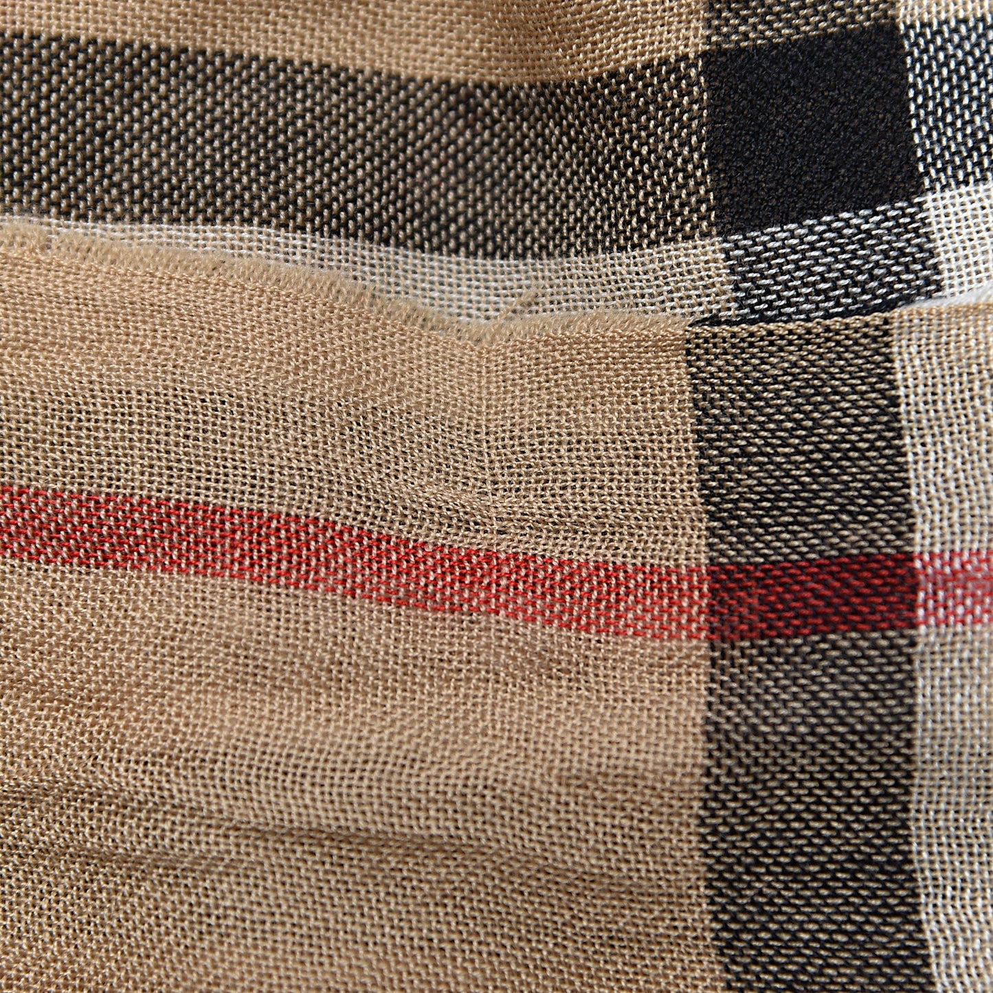 Cashmere Giant Check Lightweight Scarf Camel