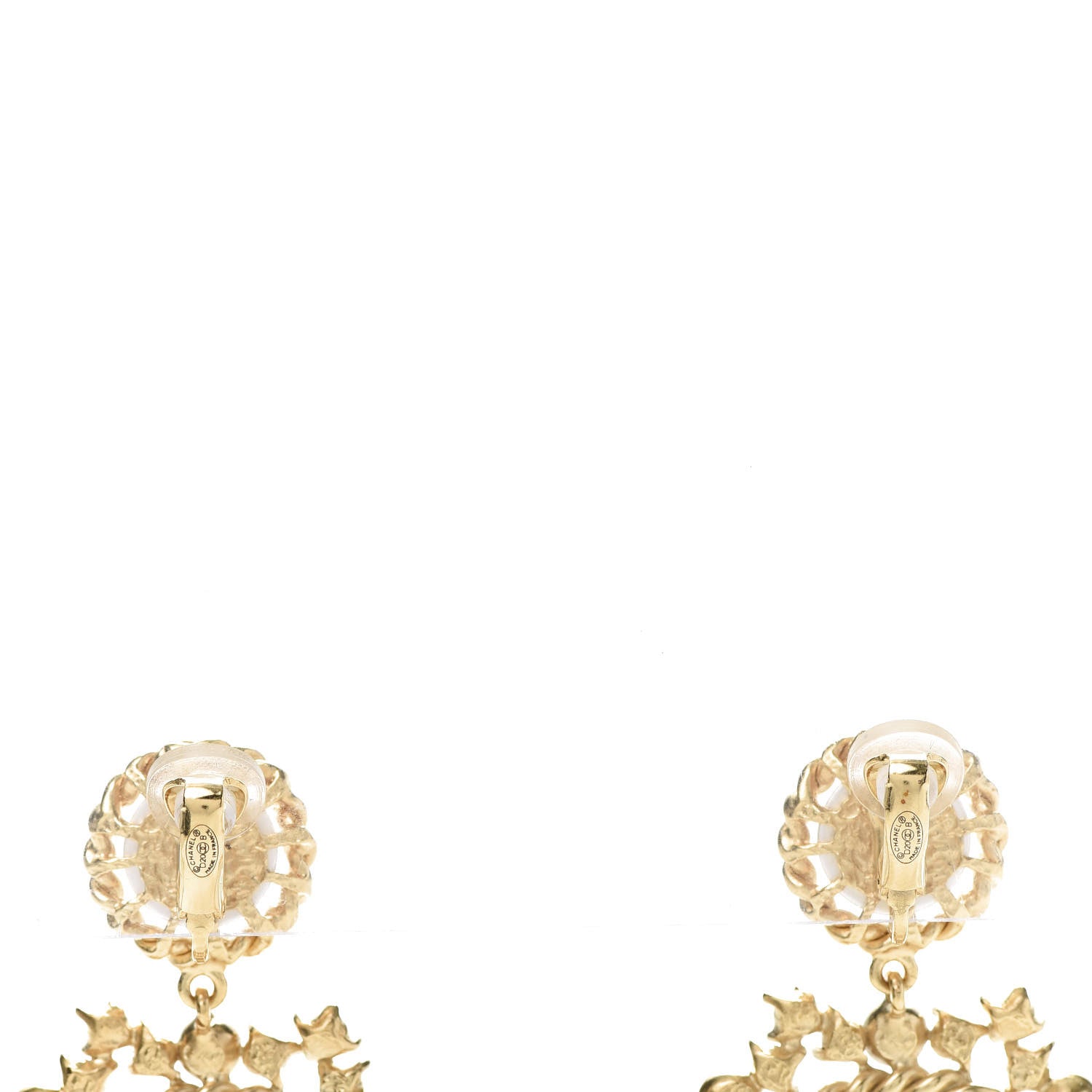 Chanel Pearl Crystal CC-Casino Clip On Earrings Gold 4 of 5