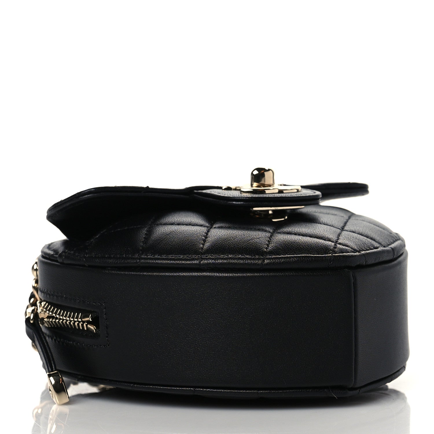 Chanel Lambskin Quilted CC In Love Heart Clutch With Chain Black 4 of 10