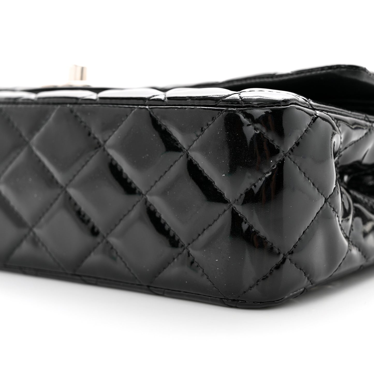 Patent Quilted Medium Double Flap Black