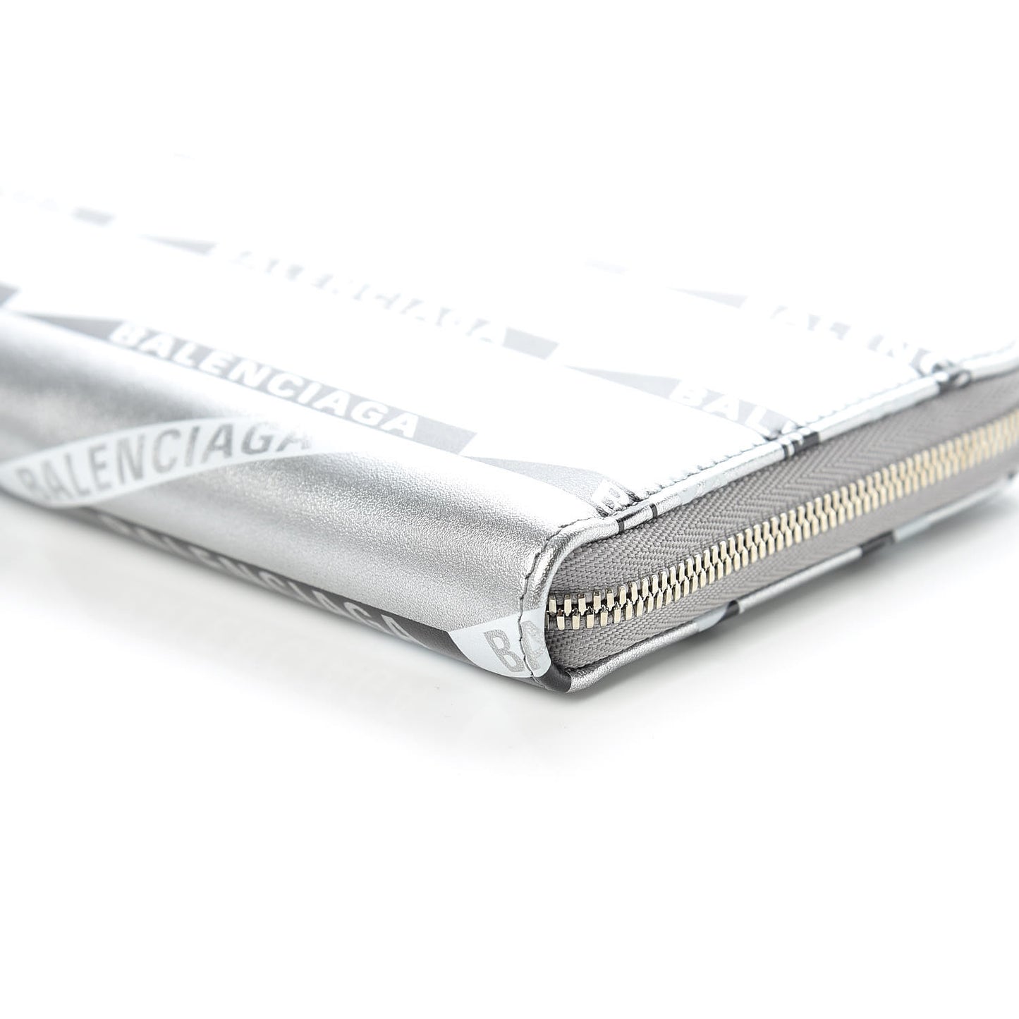 Metallic Calfskin Losange Monogram Everyday Continental Zip Around Wallet Silver Black White
