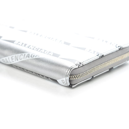 Balenciaga Metallic Calfskin Losange Monogram Everyday Continental Zip Around Wallet Silver Black White 9 of 9
