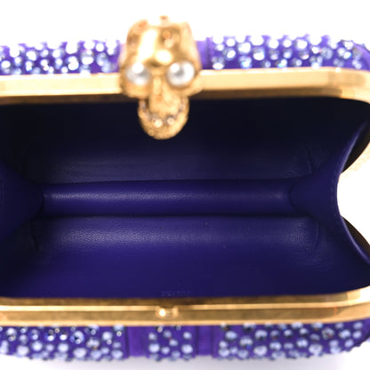 Alexander McQueen Suede Crystal Britannia Skull Box Clutch Purple 5 of 9