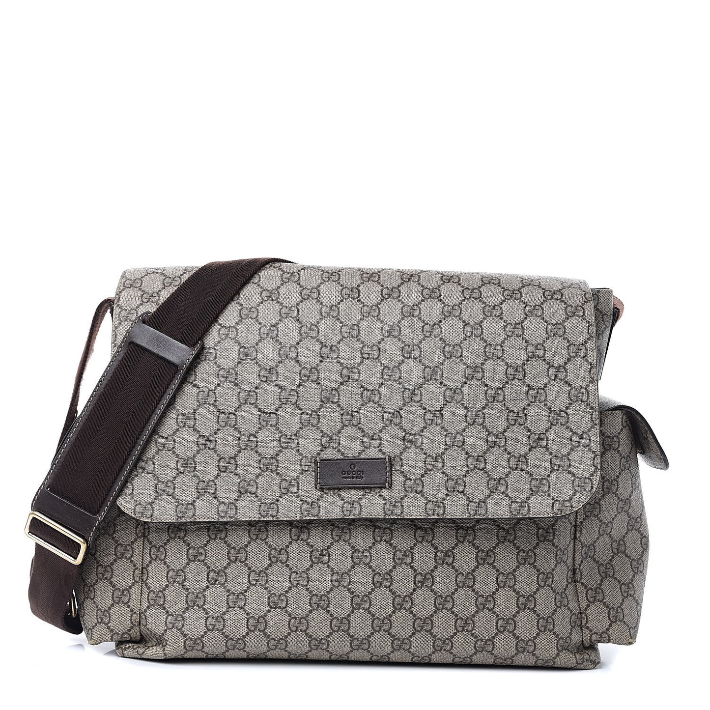 GG Plus Monogram Messenger Diaper Bag Dark Brown