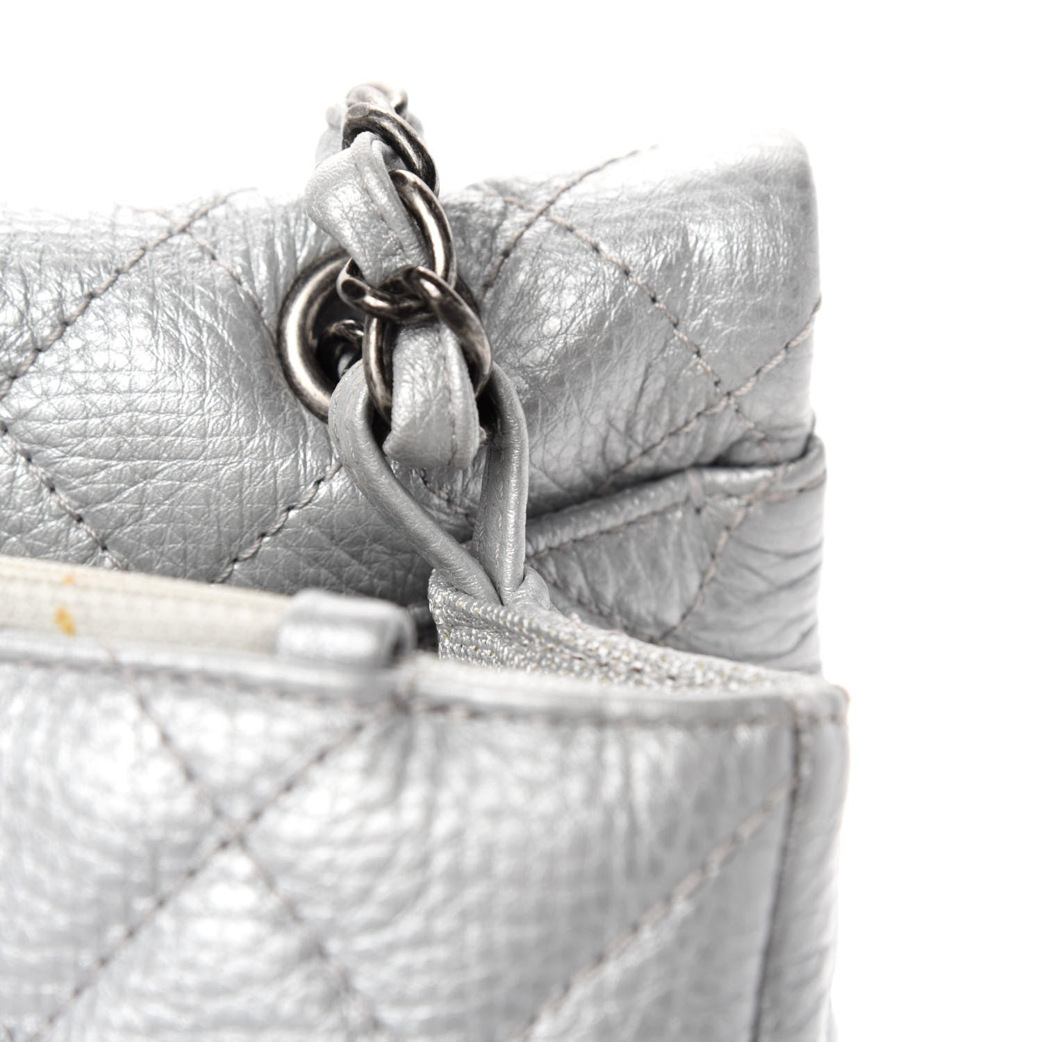 Chanel Metallic Calfskin Quilted XXL Travel Flap Bag Silver 11 of 15