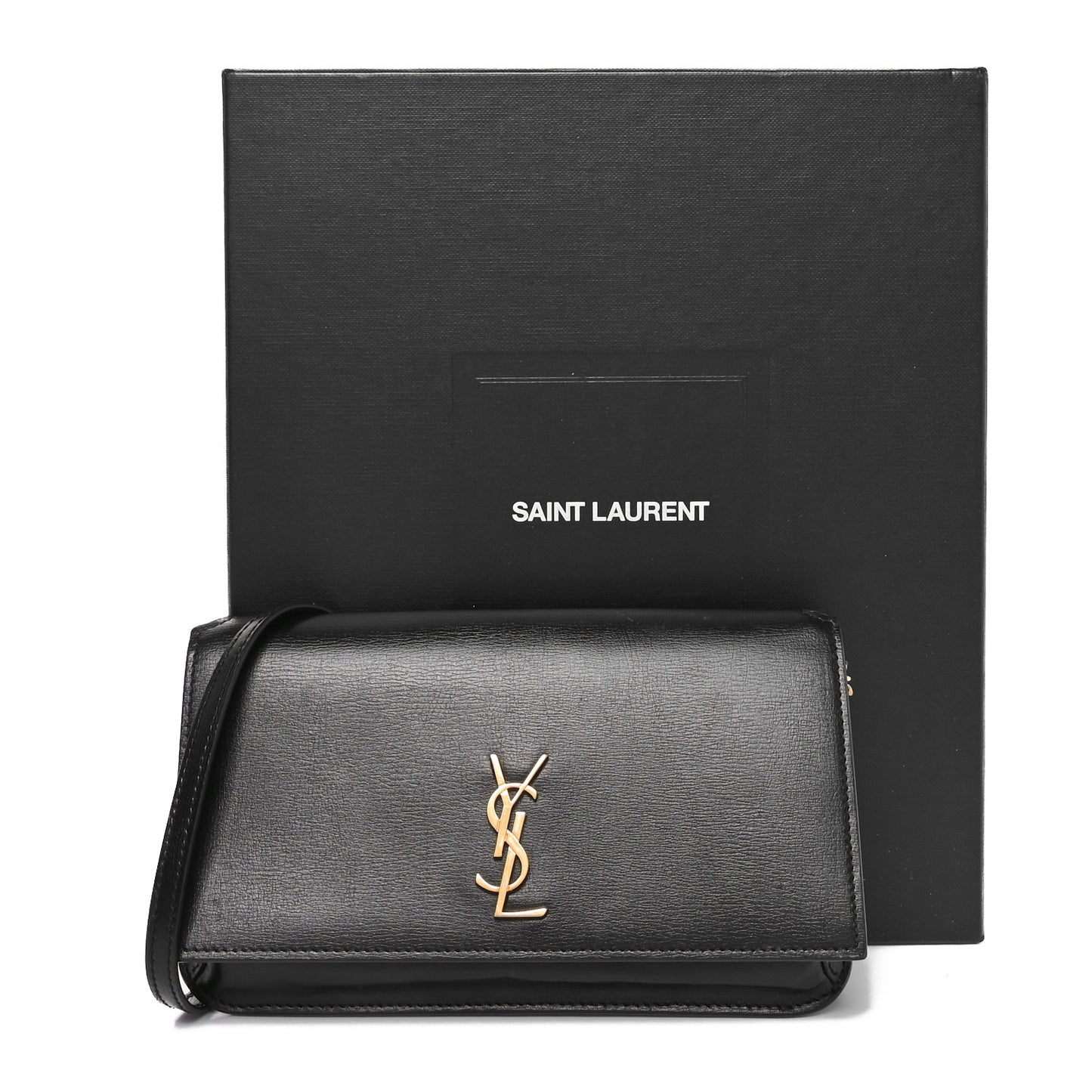 Smooth Calfskin Monogram Phone Holder Crossbody Black