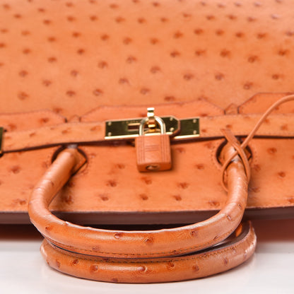 Hermes Ostrich Birkin 35 Orange 32 of 34