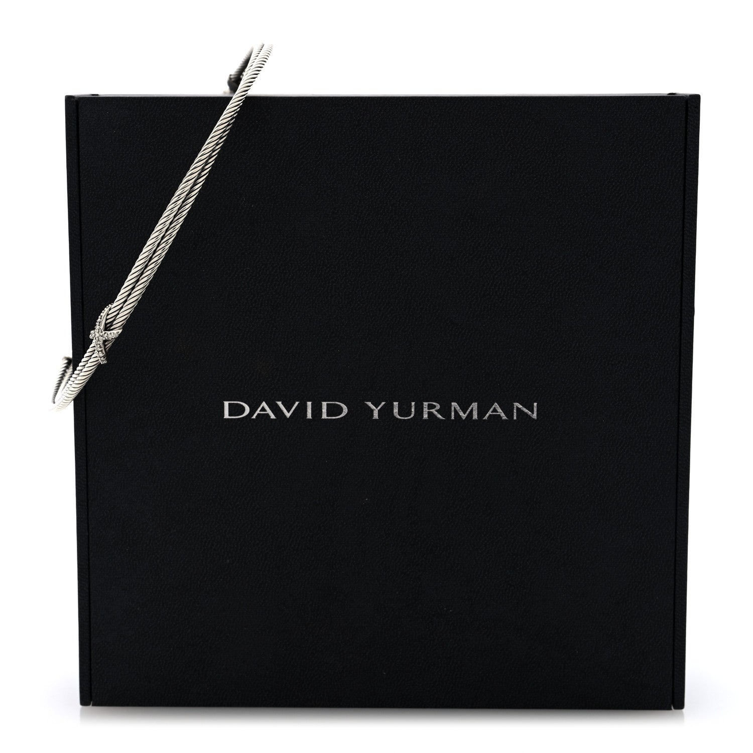 David Yurman Sterling Sterling Silver 14K Yellow Gold Diamond Double Cable Crossover X Necklace 5 of 5