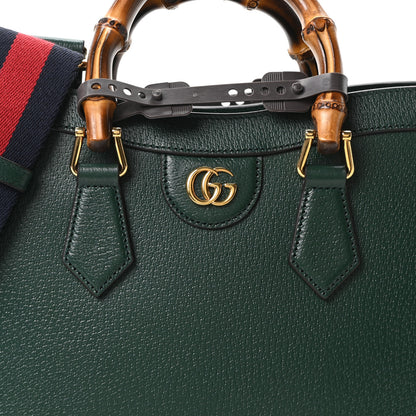 Gucci Textured Dollar Calfskin Web Small Diana Tote Bag Vintage Green Powder Pink 8 of 10