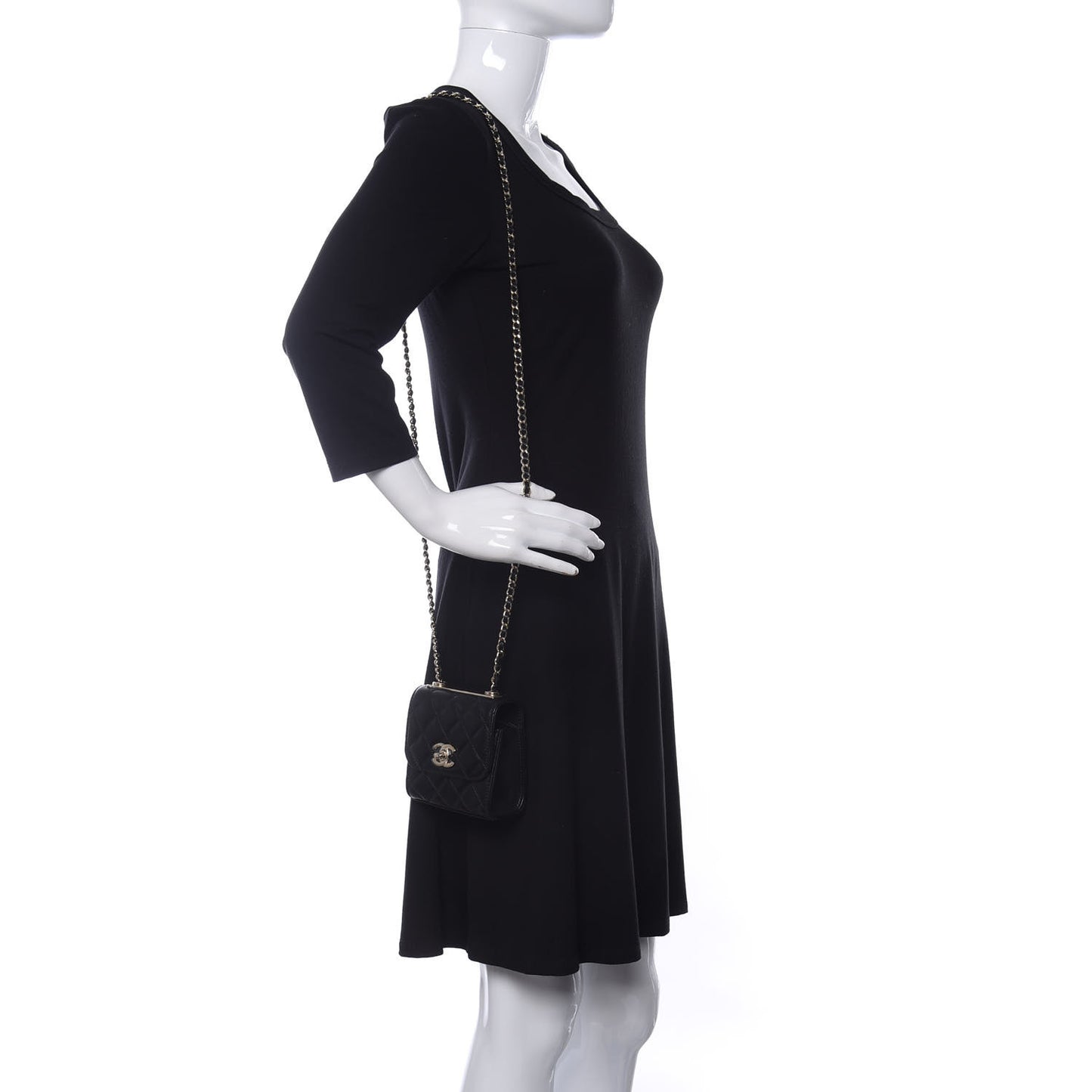 Lambskin Quilted Mini Trendy CC Chain Wallet Black
