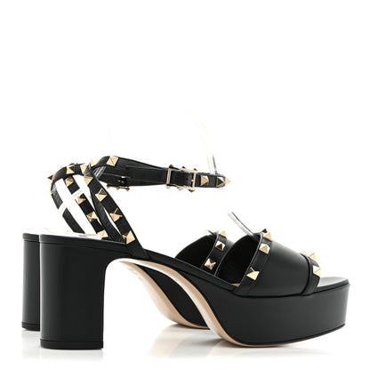 Valentino Garavani Calfskin Rockstud 35/75mm Platform Sandals 41 Black 4 of 9