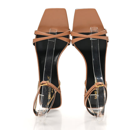 Saint Laurent Vitelo Kristal Baliqua 55 Vett Ankle Strap Sandals 38.5 Bisque 2 of 9