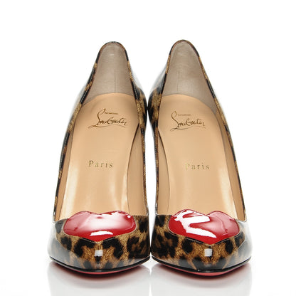 Christian Louboutin Patent Leopard Doracora 100 Pumps 39 Brown Red 2 of 10