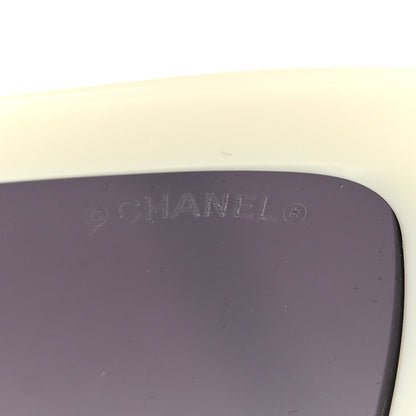 Chanel Acetate Tweed Wool CC Rectangle Sunglasses 5514 White 8 of 9