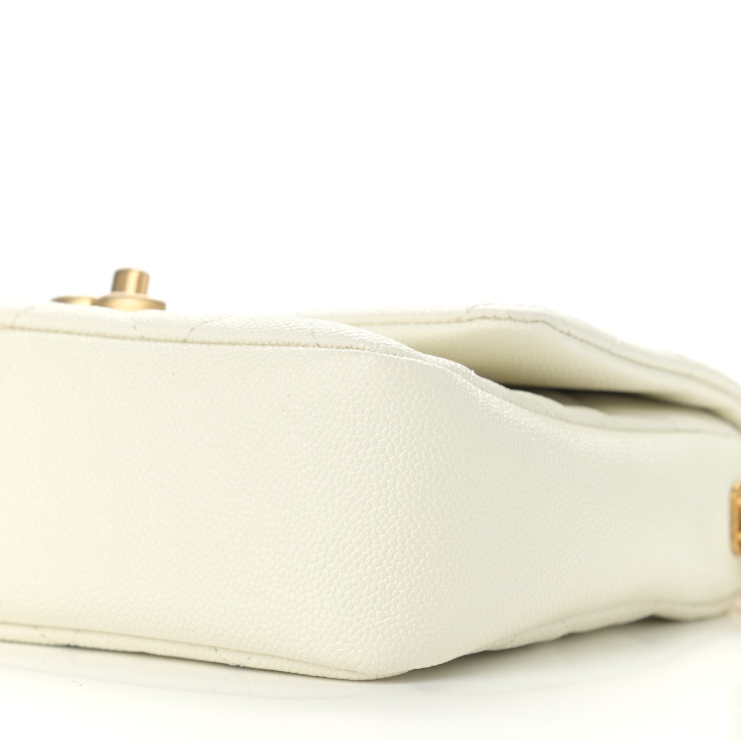 Shiny Caviar Quilted Small Chain Melody Flap White