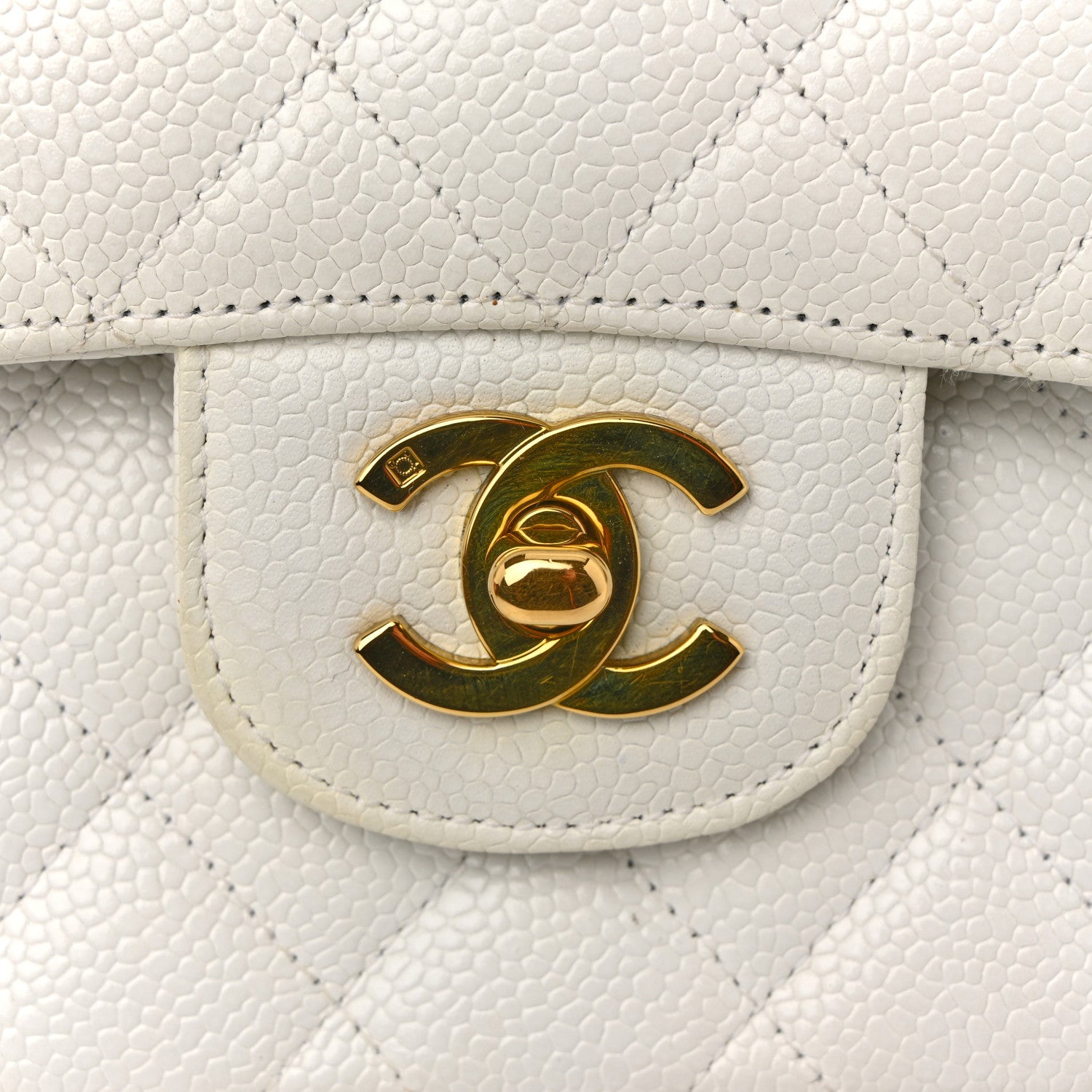 Chanel Caviar Quilted Medium Double Flap White 11 of 13