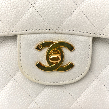 Chanel Caviar Quilted Medium Double Flap White 11 of 13