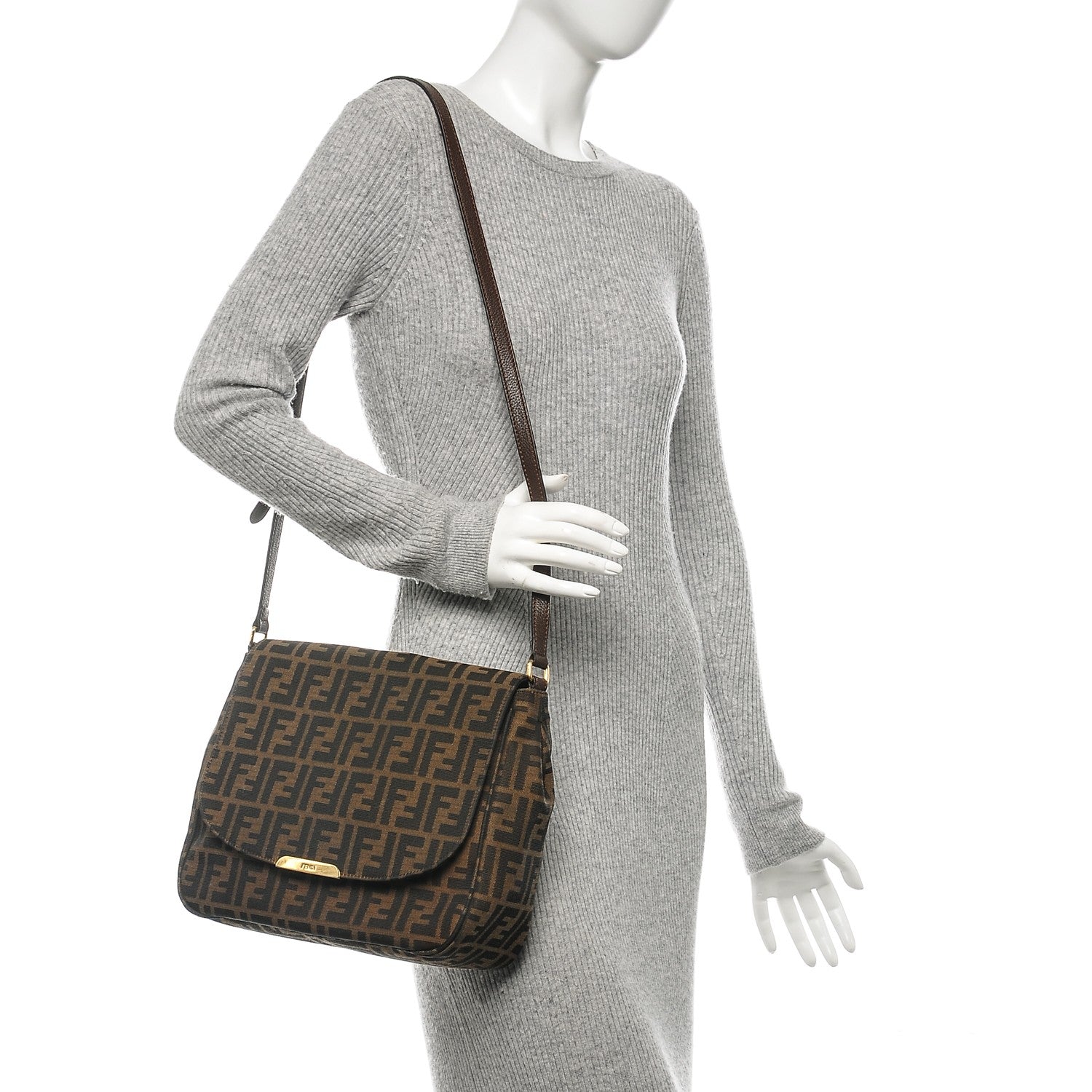 Fendi Zucca Vitello Artic Messenger Bag Tobacco Castagna 2 of 6
